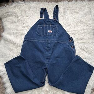 Key Imperial Bib Overalls 50 x 28 Blue Denim Workwear  Dark Wash